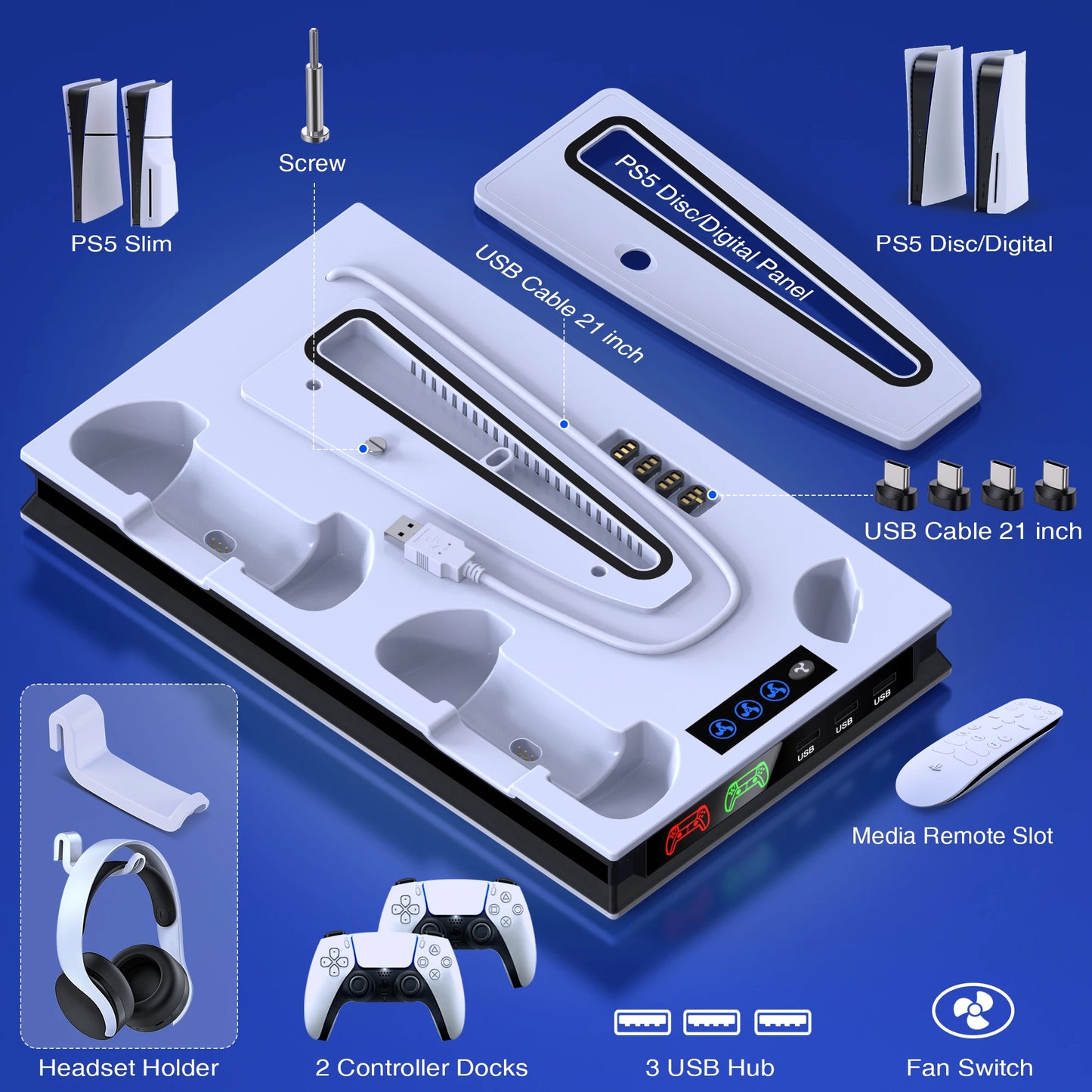 Suporte Vertical BEBONCOOL S5000 para PlayStation 5 Slim: Estabilidade e Estilo para sua Experiência de Jogo - IA De Ofertas