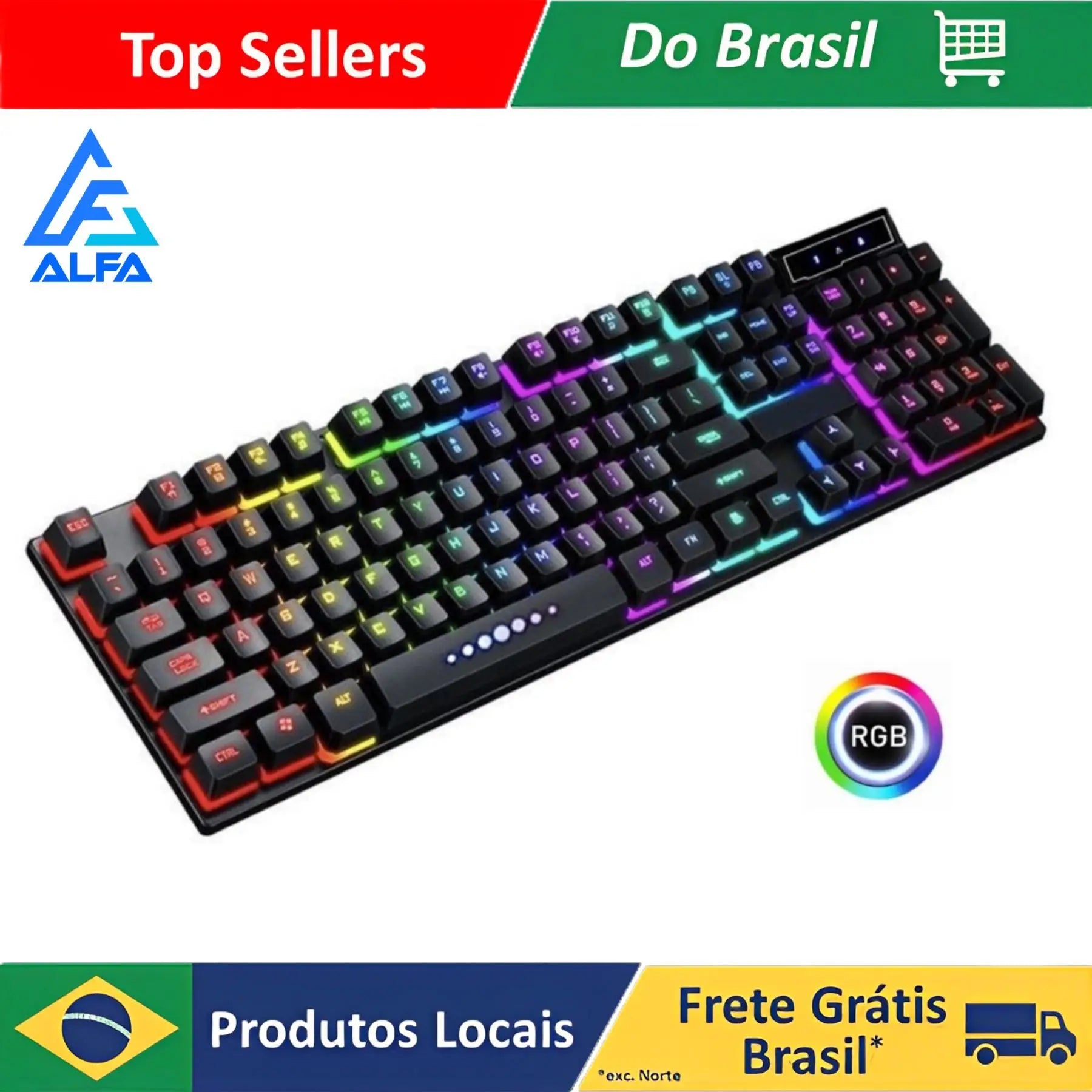 Teclado Gamer Semi-mecânico RGB LED Retroiluminado Computador PC Original - IA De Ofertas