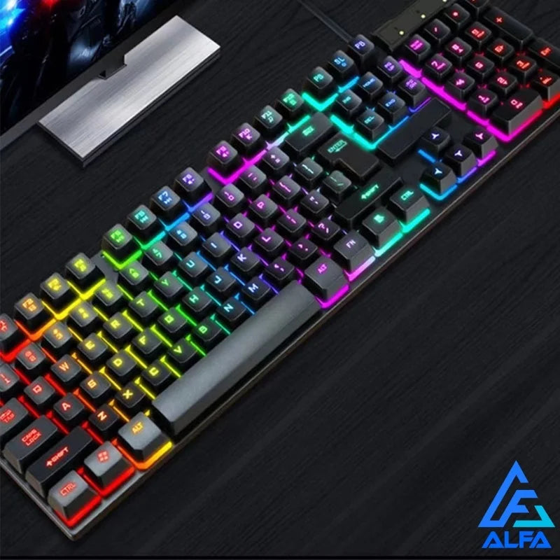 Teclado Gamer Semi-mecânico RGB LED Retroiluminado Computador PC Original - IA De Ofertas