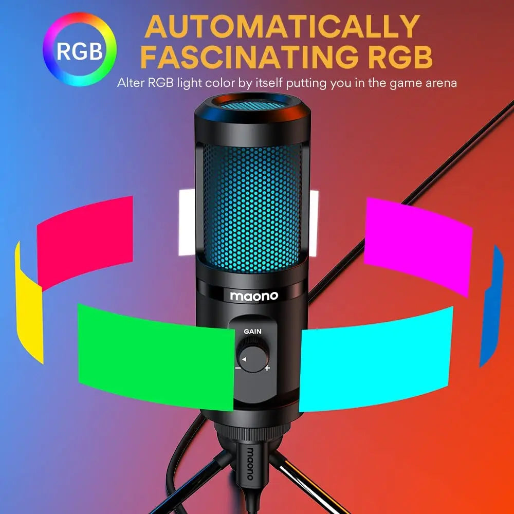 Microfone de Mesa Maono Gaming RGB: Qualidade de Áudio e Estilo para Gamers - IA De Ofertas